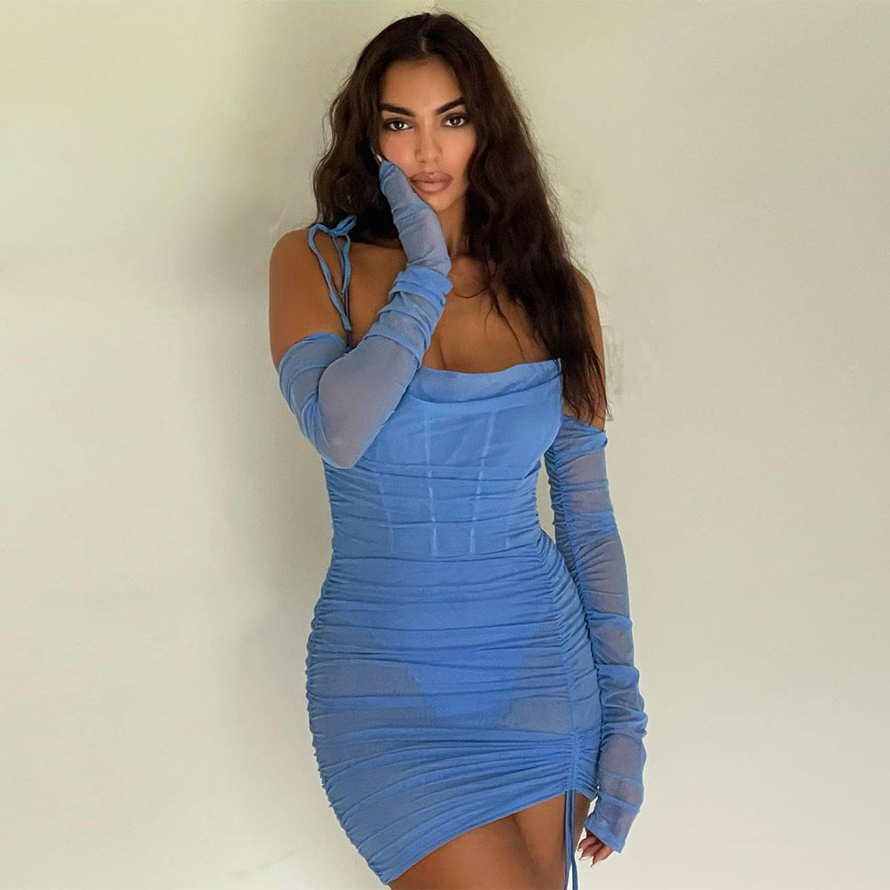 Robe à bretelles en maille transparente Nola