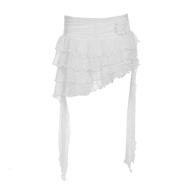 Boho Layered Ruffle High-Low Mini Skirt