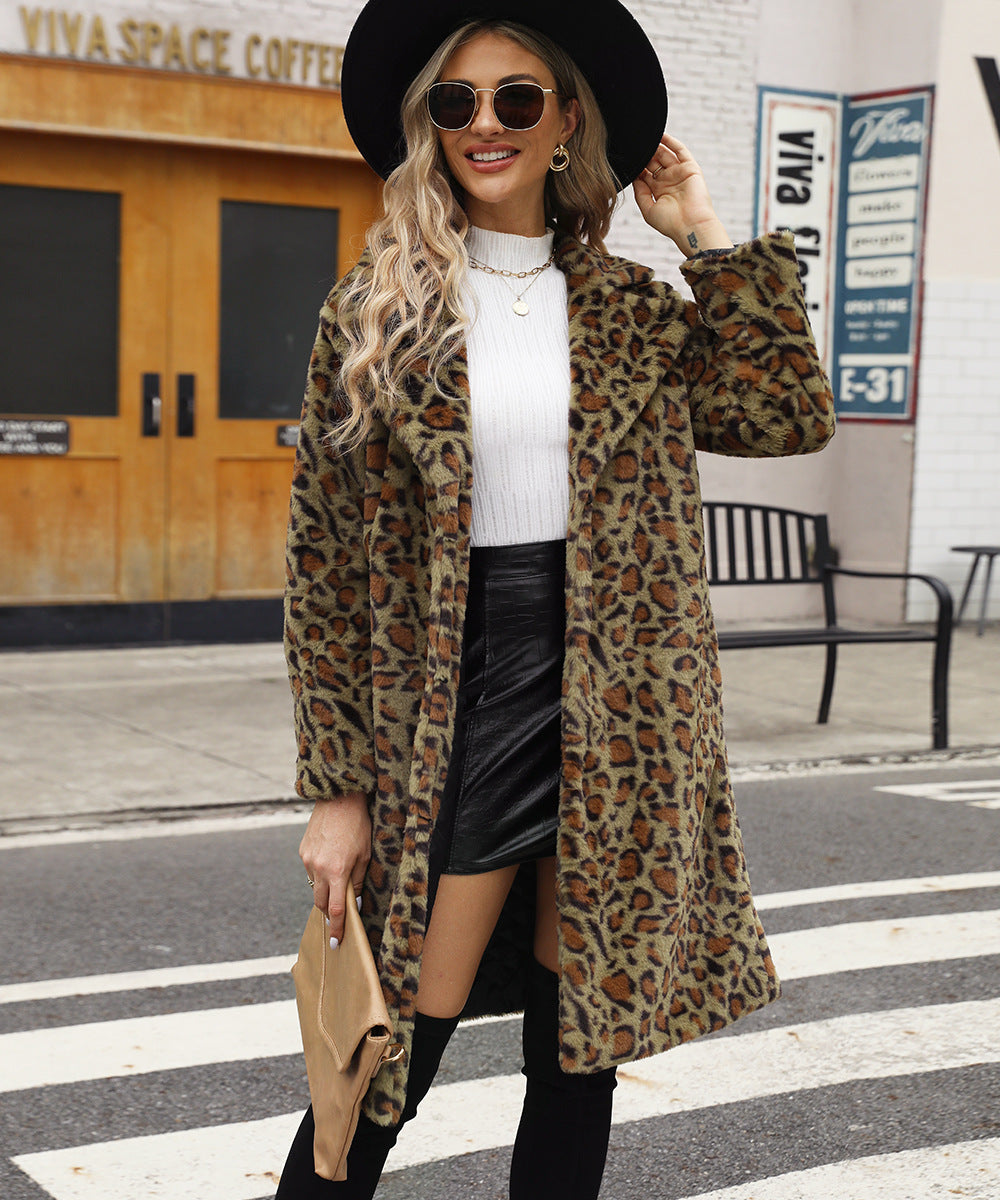 Foxy  Leopard Print Imitation Fur  Coat