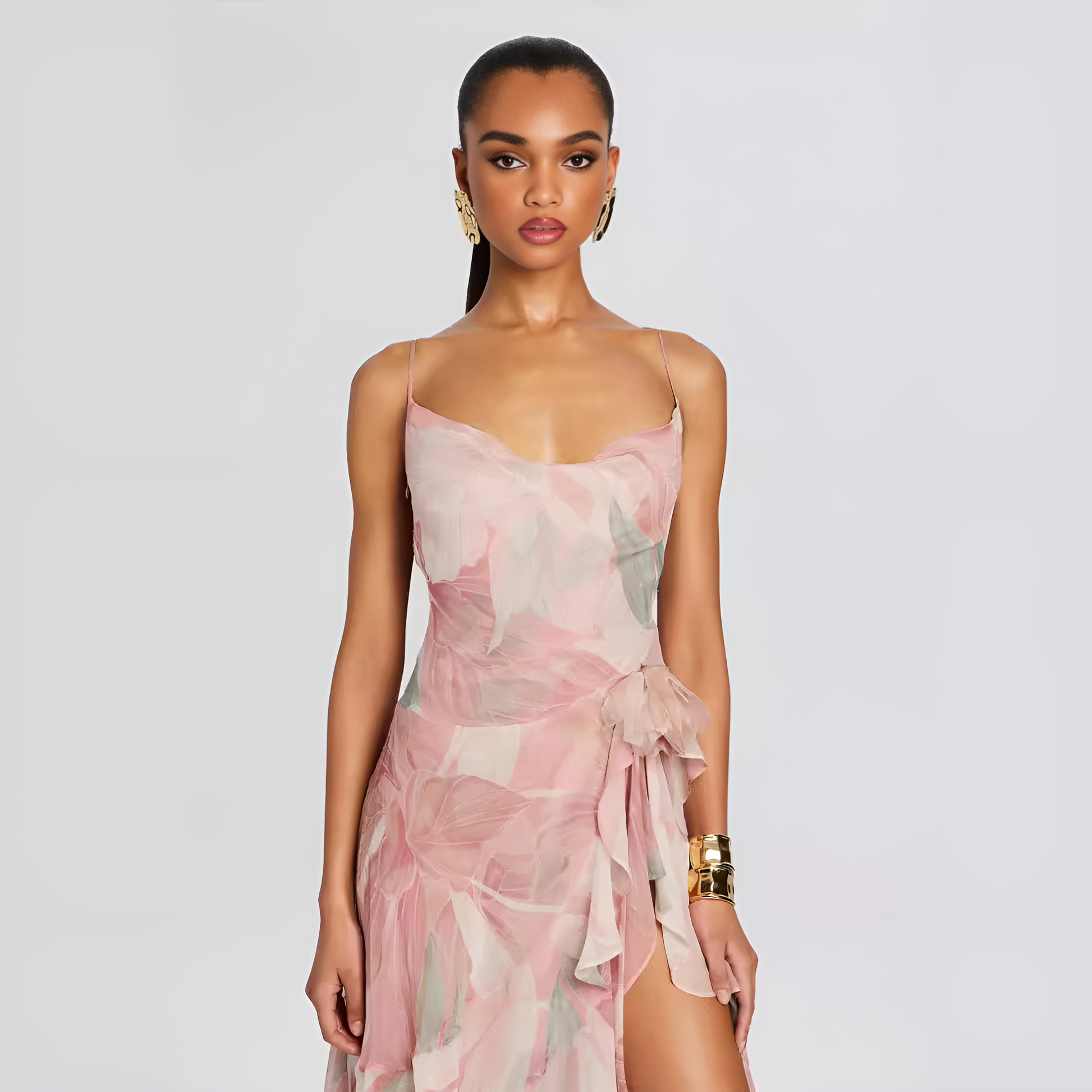 Blush Cascade Asymmetrical Dress