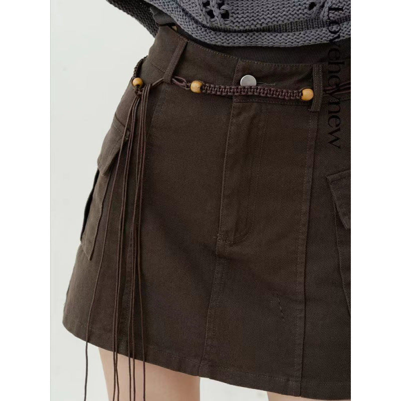 Coffee Date Utility Mini Skirt