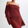 One-Shoulder Knitted Maxi Dress -Chic Long-Sleeve Beach Holiday Dress