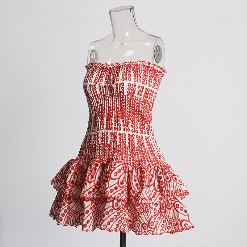 Y2K trägerloses plissiertes Minikleid