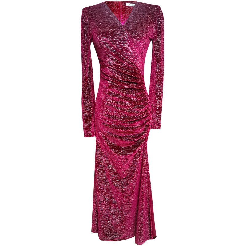 Midnight Majesty Velvet Fishtail Dress