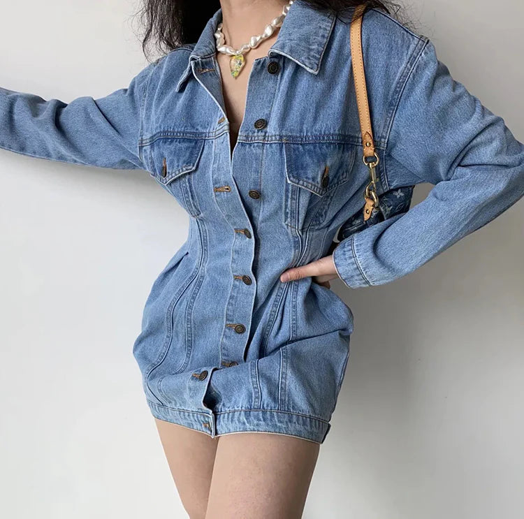 Buttoned Up Babe Denim Mini Dress