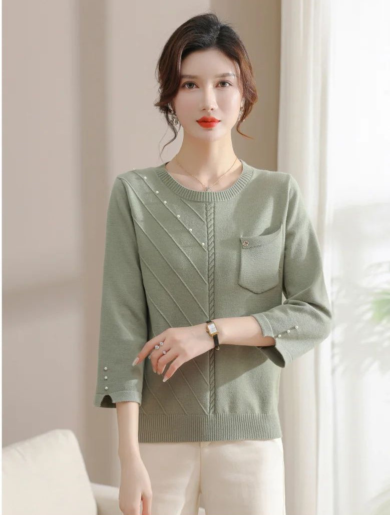 Pull léger en jacquard chic à perles