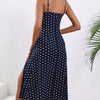 Robe fendue élégante à pois – Maxi d'été chic et fluide