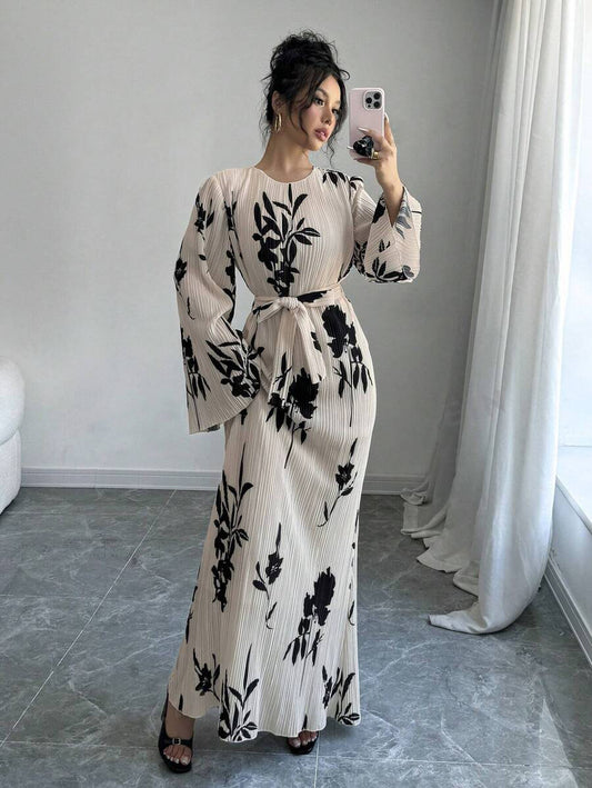 Apricot Blossom Pleated Maxi"