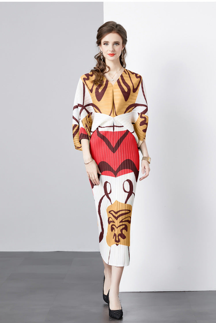 Geometric Harmony Batwing Dress