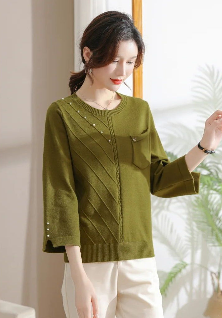 Pull léger en jacquard chic à perles