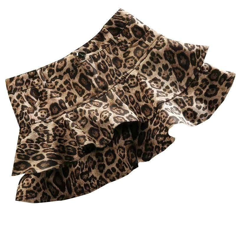 Fenty Leopard Print Ruffle Hem Mini Skirt