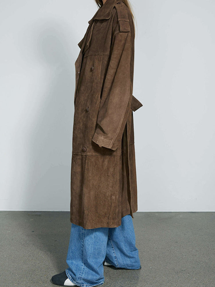 Felicia Lapels brauner Wildledermantel 