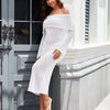 One-Shoulder Knitted Maxi Dress -Chic Long-Sleeve Beach Holiday Dress