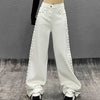 White Studded Wide-Leg Jeans
