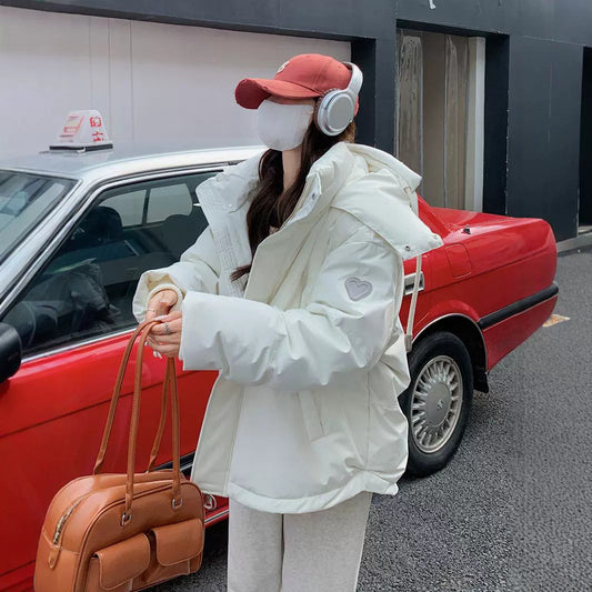 Gray With Heart Short Down Jacket