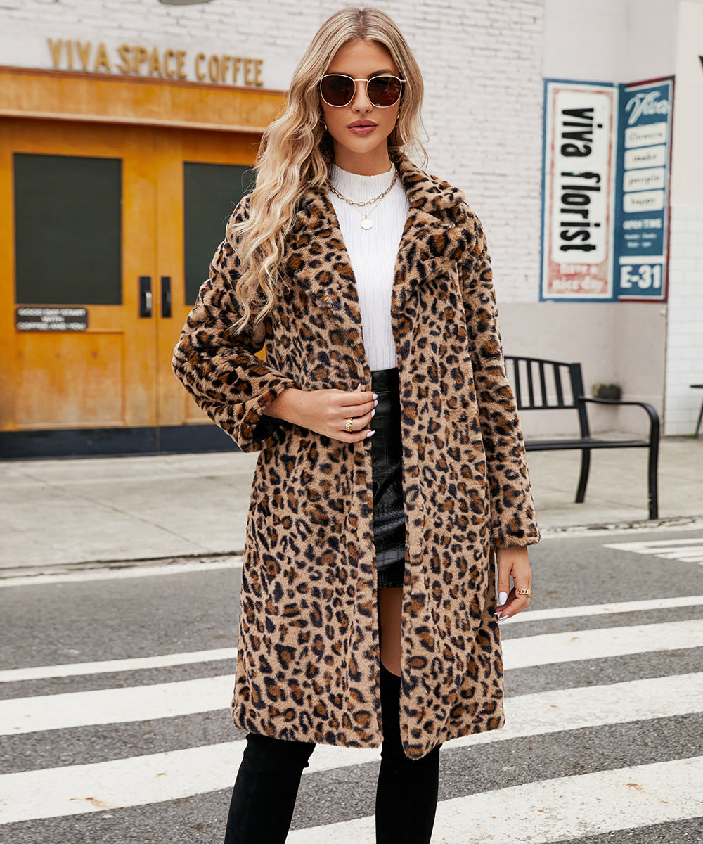 Foxy  Leopard Print Imitation Fur  Coat