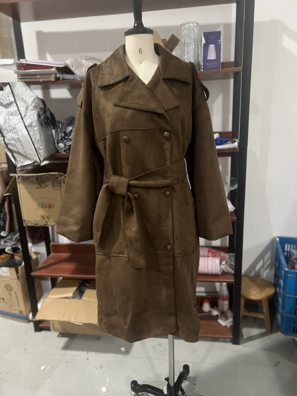 Felicia Lapels brauner Wildledermantel 