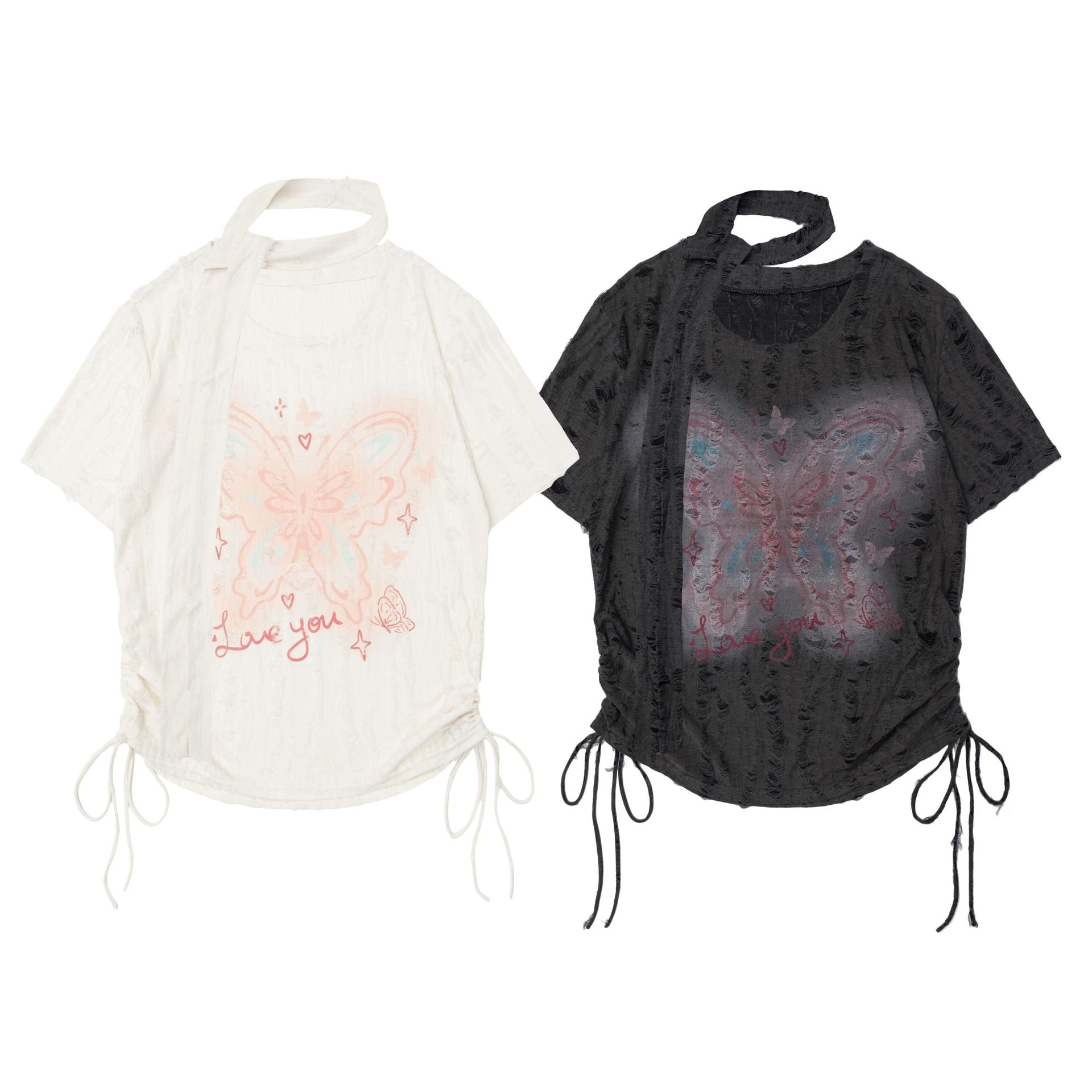 Haut coréen brodé Butterfly Breeze 