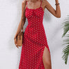 Robe fendue élégante à pois – Maxi d'été chic et fluide