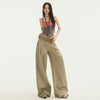 Streetwear Plaid Contrast Wide-Leg Trousers