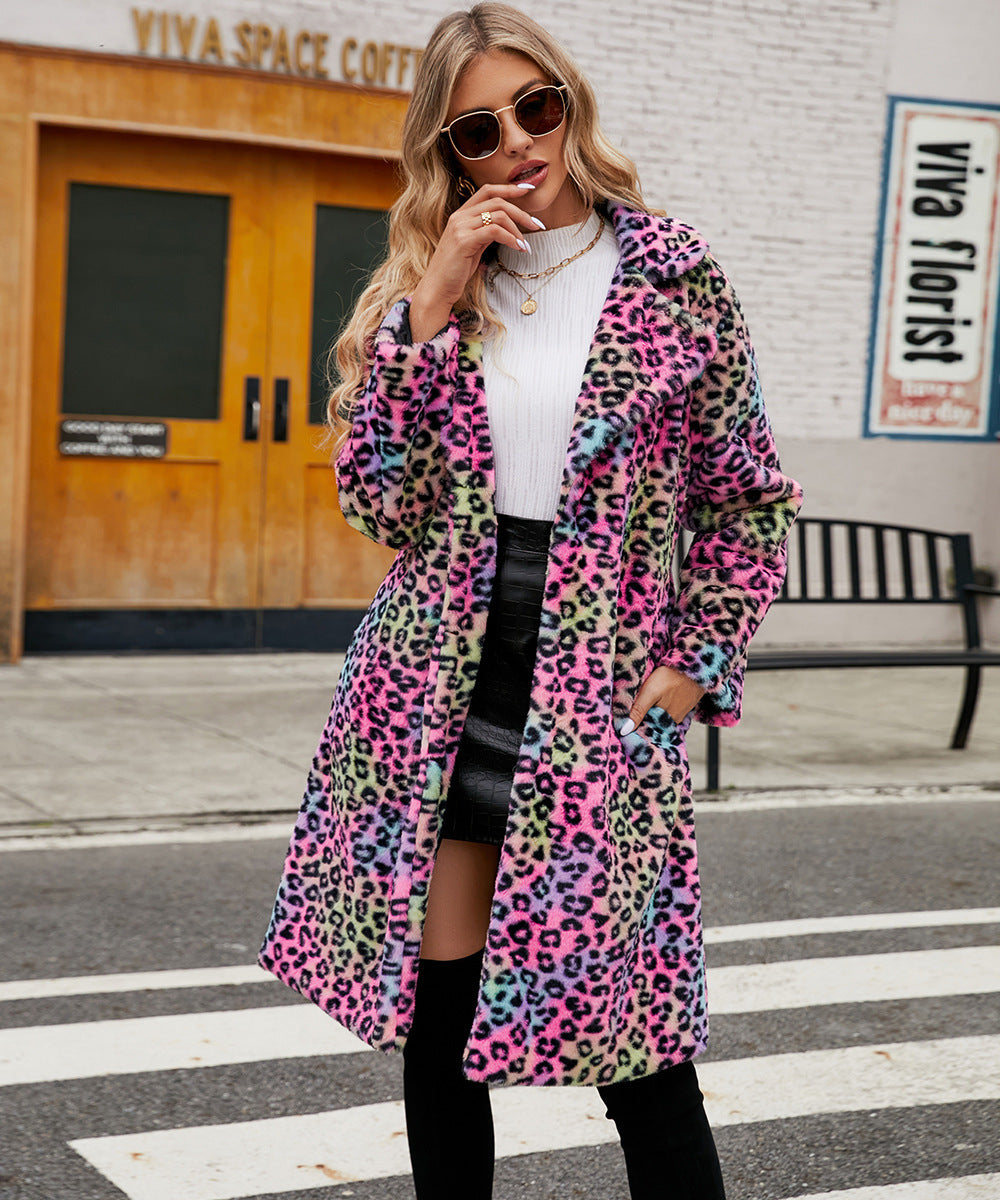 Foxy  Leopard Print Imitation Fur  Coat