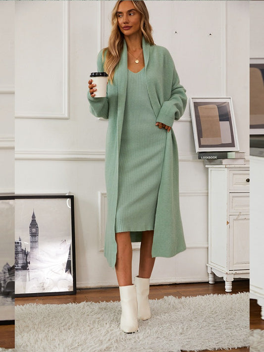 Macaron Cozy Vest & Cardigan Set"