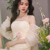 Milky White Tube Top Long Wedding Dress