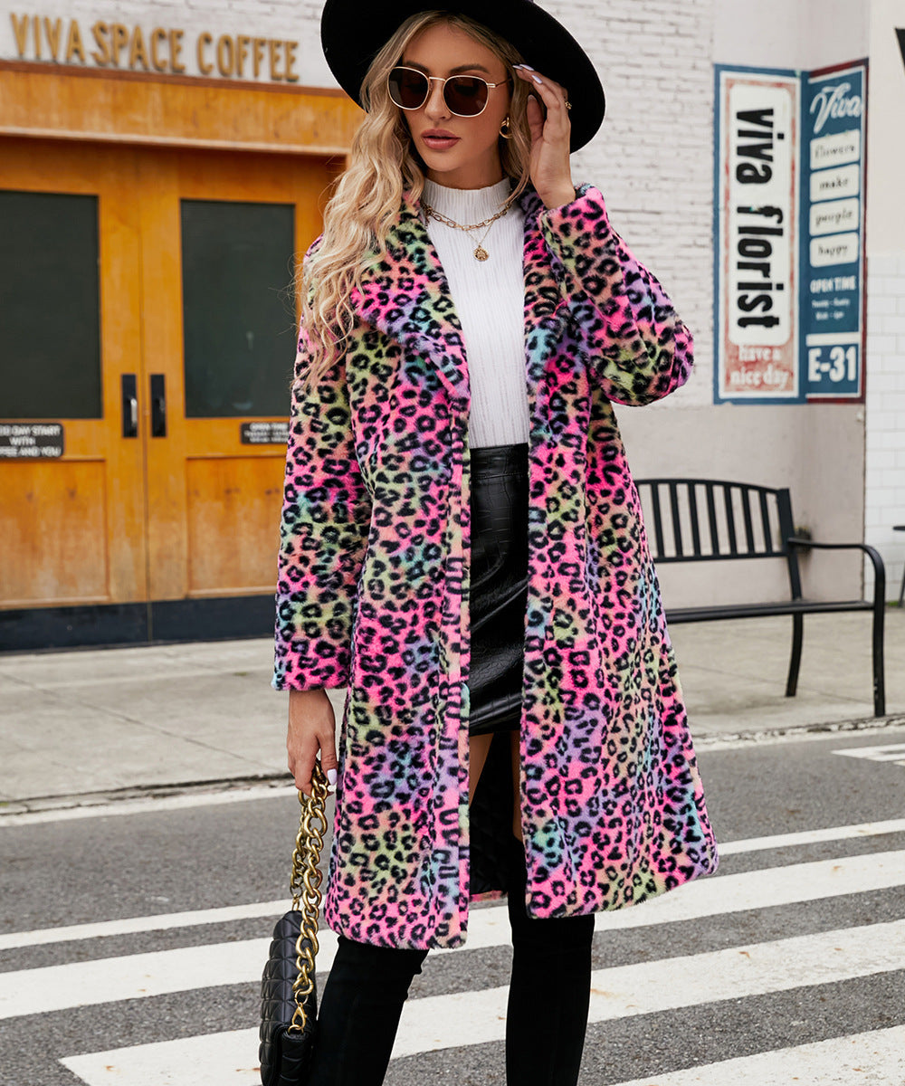 Foxy  Leopard Print Imitation Fur  Coat