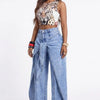 Off Script Draped-Front Wide-Leg Pants