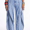Off Script Draped-Front Wide-Leg Pants