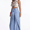 Off Script Draped-Front Wide-Leg Pants