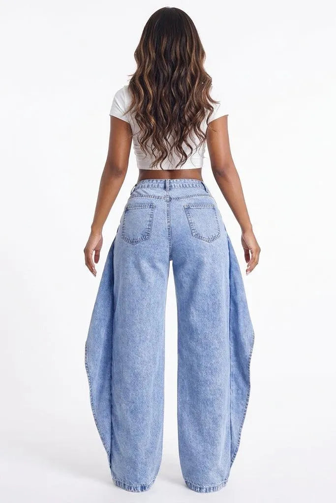 Off Script Draped-Front Wide-Leg Pants