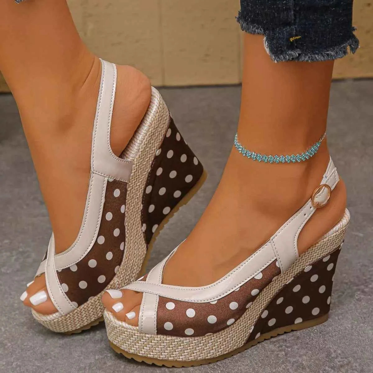 Polka Crush Espadrille peep Toe Wedge Sandals