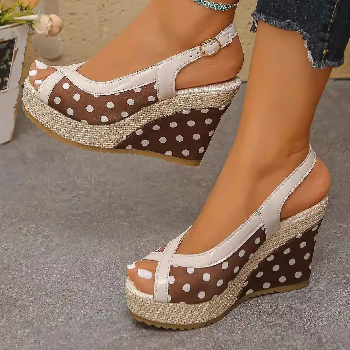 Polka Crush Espadrille peep Toe Wedge Sandals