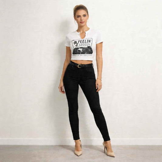 Unbothered Vintage Groove Graphic Crop Tee