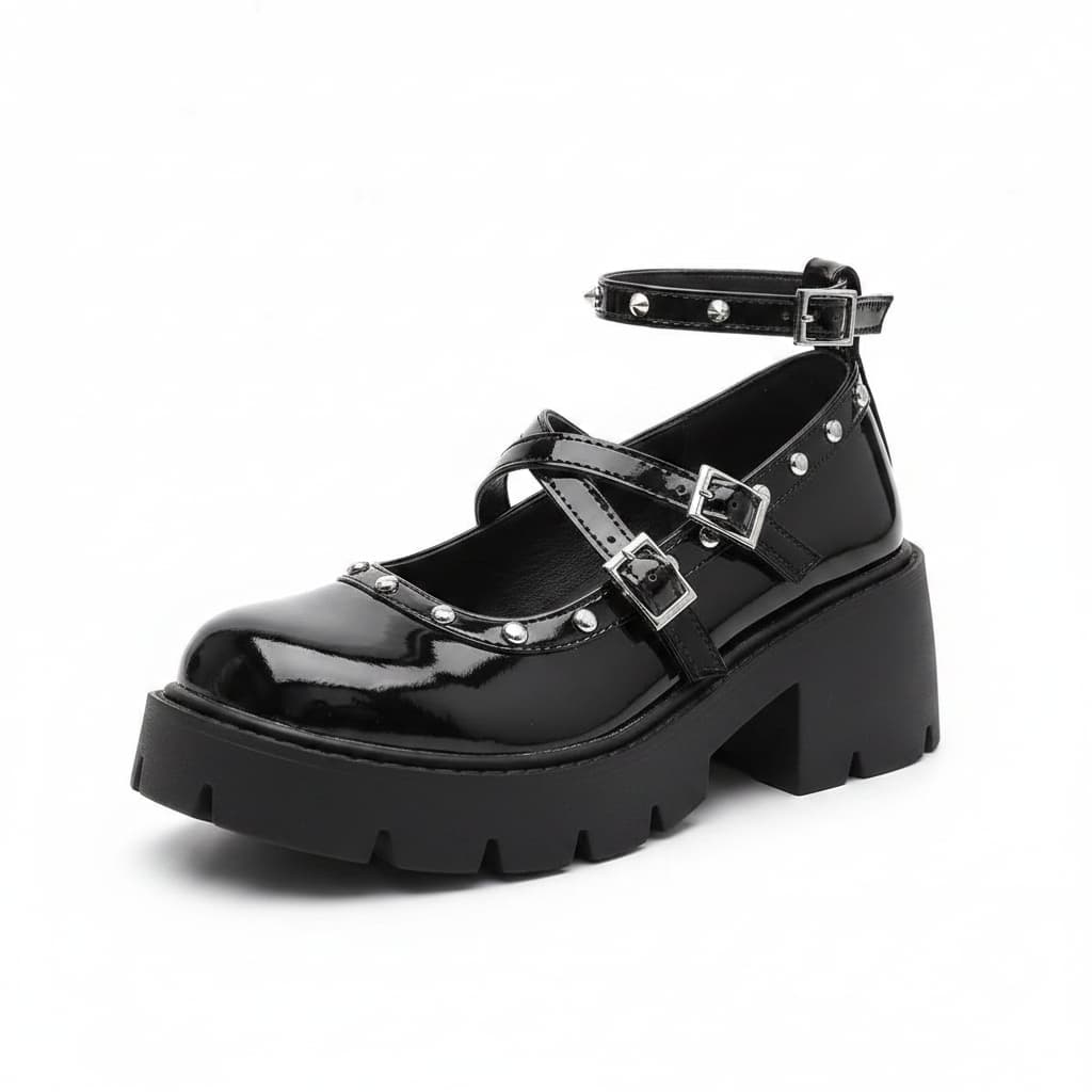 Midnight Rebel Platform Mary Janes