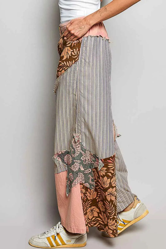 Rosé Nomad Floral Patchwork Wide leg Pants