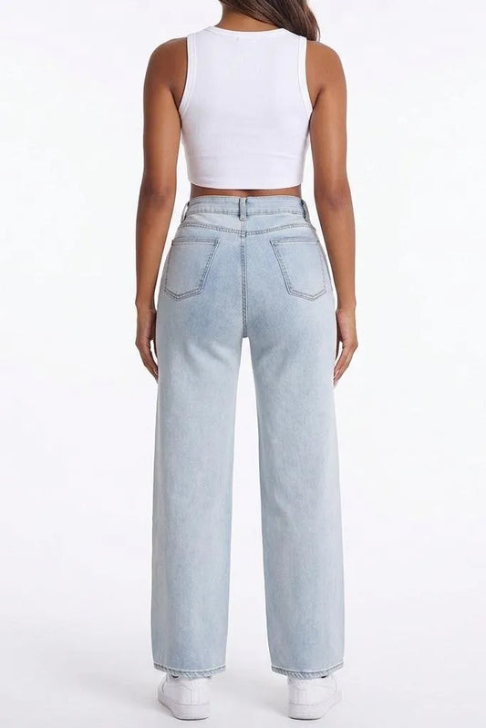 Rough Around the Edges Distressed Wide-Leg Jeans