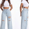 Rough Around the Edges Distressed Wide-Leg Jeans