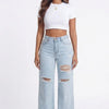 Rough Around the Edges Distressed Wide-Leg Jeans