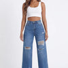 Rough Around the Edges Distressed Wide-Leg Jeans