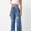 Rough Around the Edges Distressed Wide-Leg Jeans