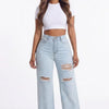 Rough Around the Edges Distressed Wide-Leg Jeans