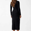 Ruched Slit Long-Sleeve Bodycon Dress