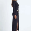 Ruched Slit Long-Sleeve Bodycon Dress