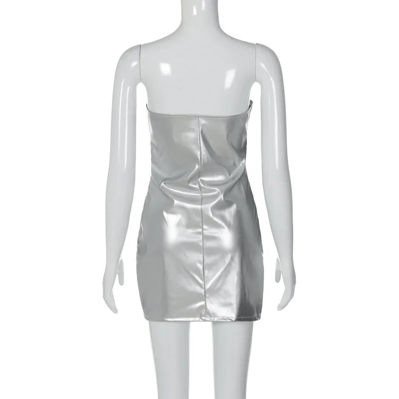 Rema Poise Trägerloses Minikleid aus PU-Leder