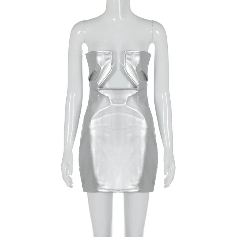 Rema Poise Trägerloses Minikleid aus PU-Leder