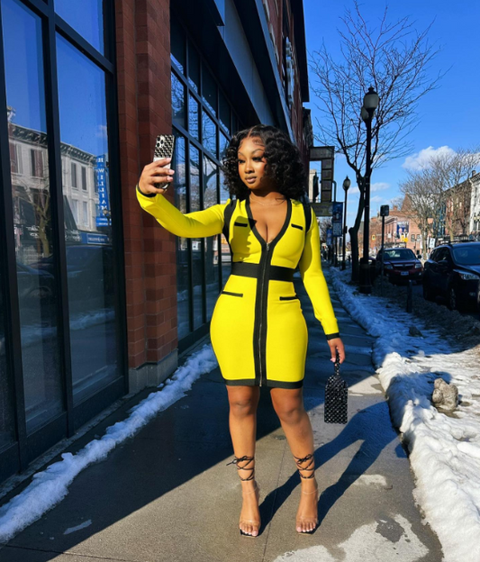 Robe crayon à col en V contrasté Von Dutch