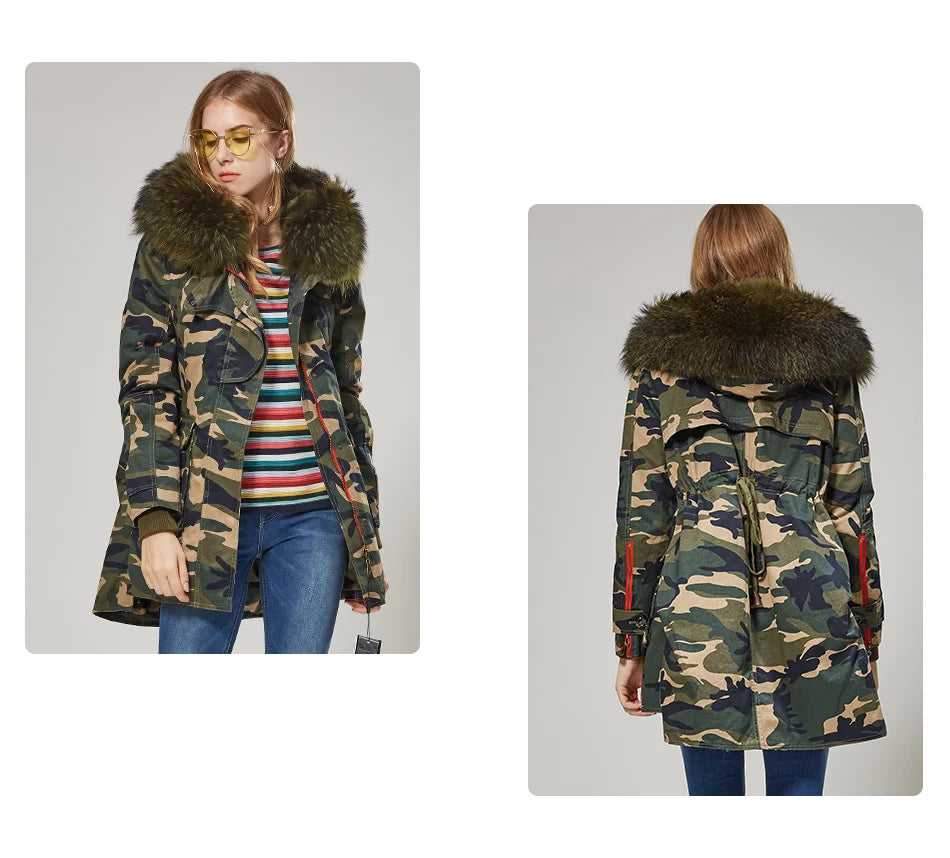 Snowy Days Naturwaschbärfellmantel 