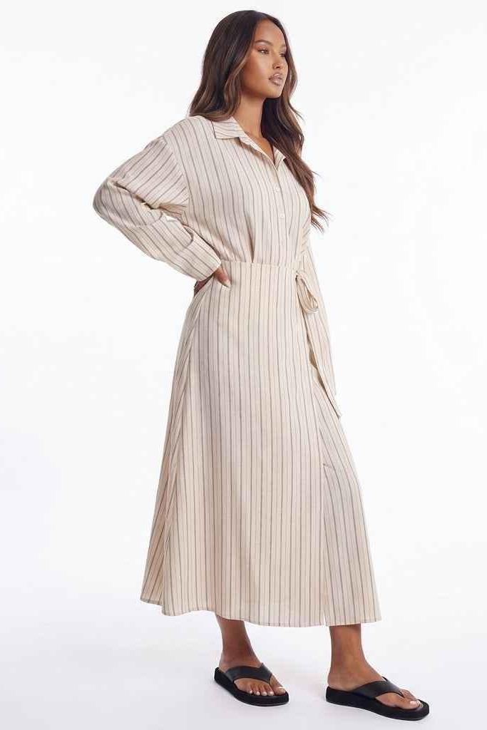 Slow Sunday Tie-Waist Striped Maxi Dress